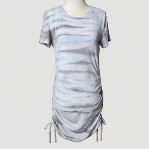 PINK Women's Gray, Blue Tie-Dye Ruched Swim Cover Up